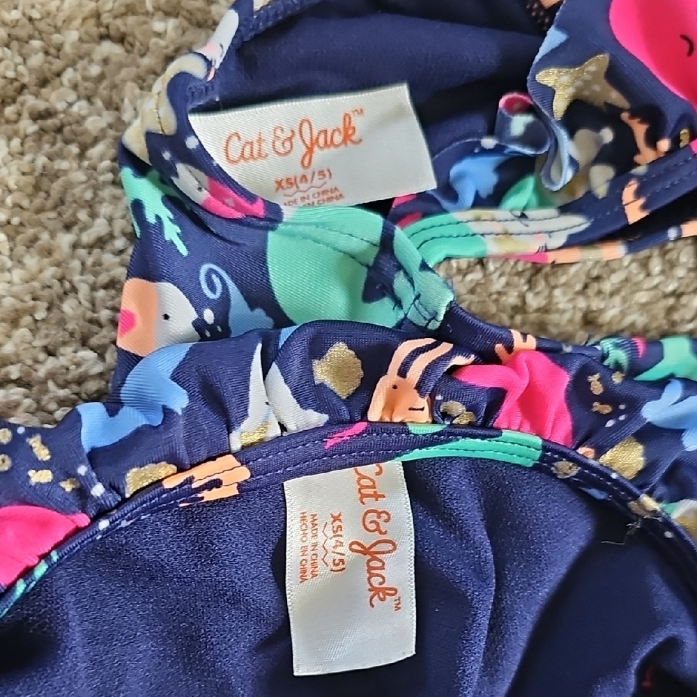 Girls XS Cat & Jack Blue two-piece swimsuit - Picture 6 of 8